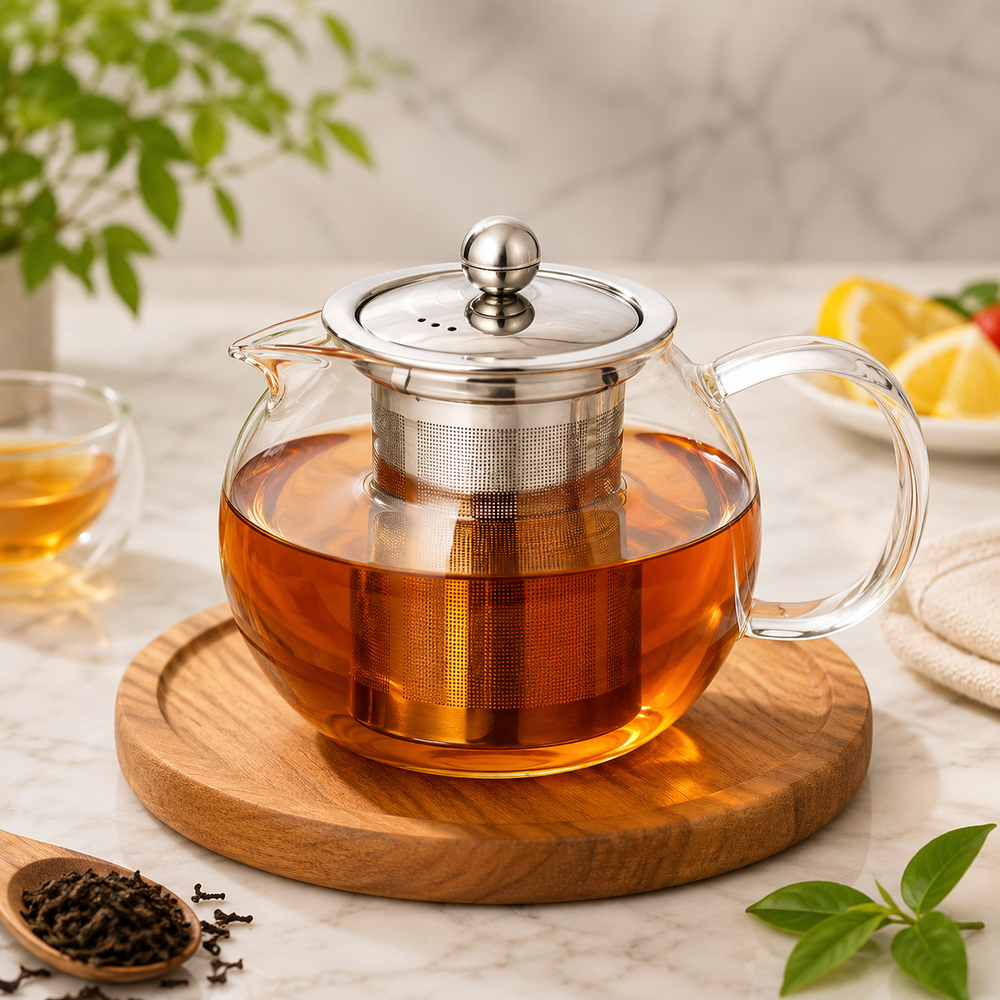 Stainless Steel Infuser Glass Tea Pot