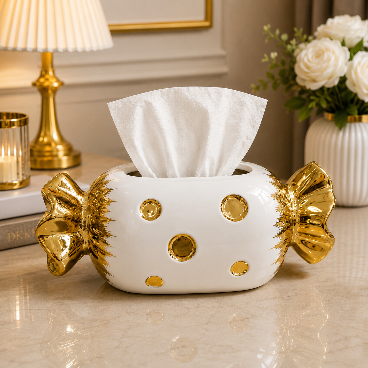 Elegant Luxury Candy Shape Ceramic Tissue Box