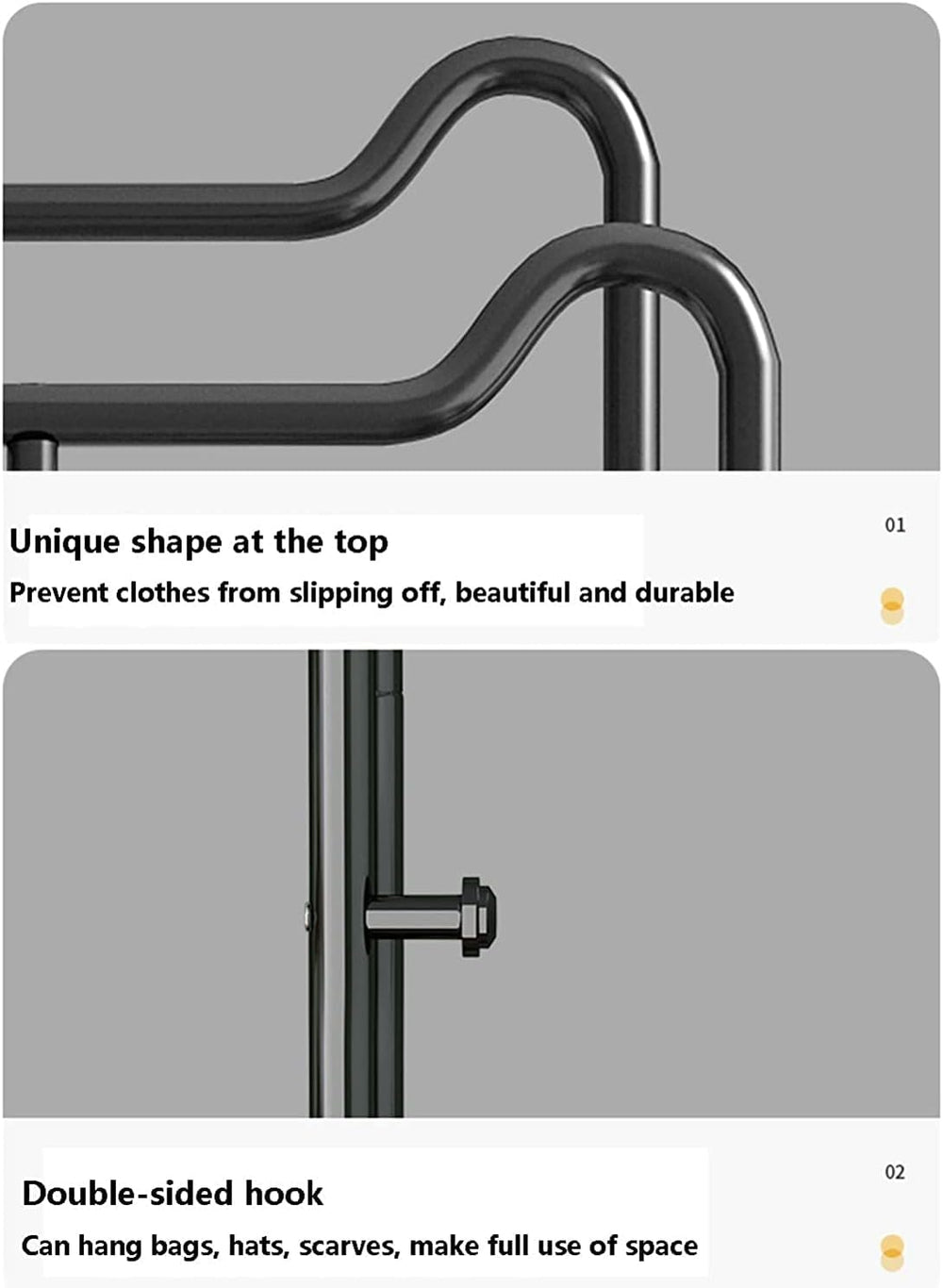 Metal Double Pole Freestanding Clothing Rack With Side and Lower Storage Shelves