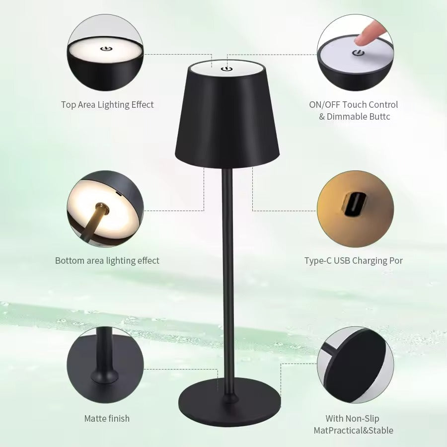 3 Colors Mode Rechargeable LED Table Lamp Touch Switch