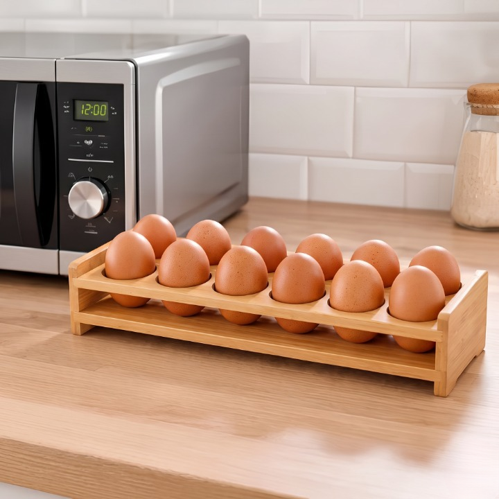 12 Grid Bamboo Wooden Egg Holder Tray