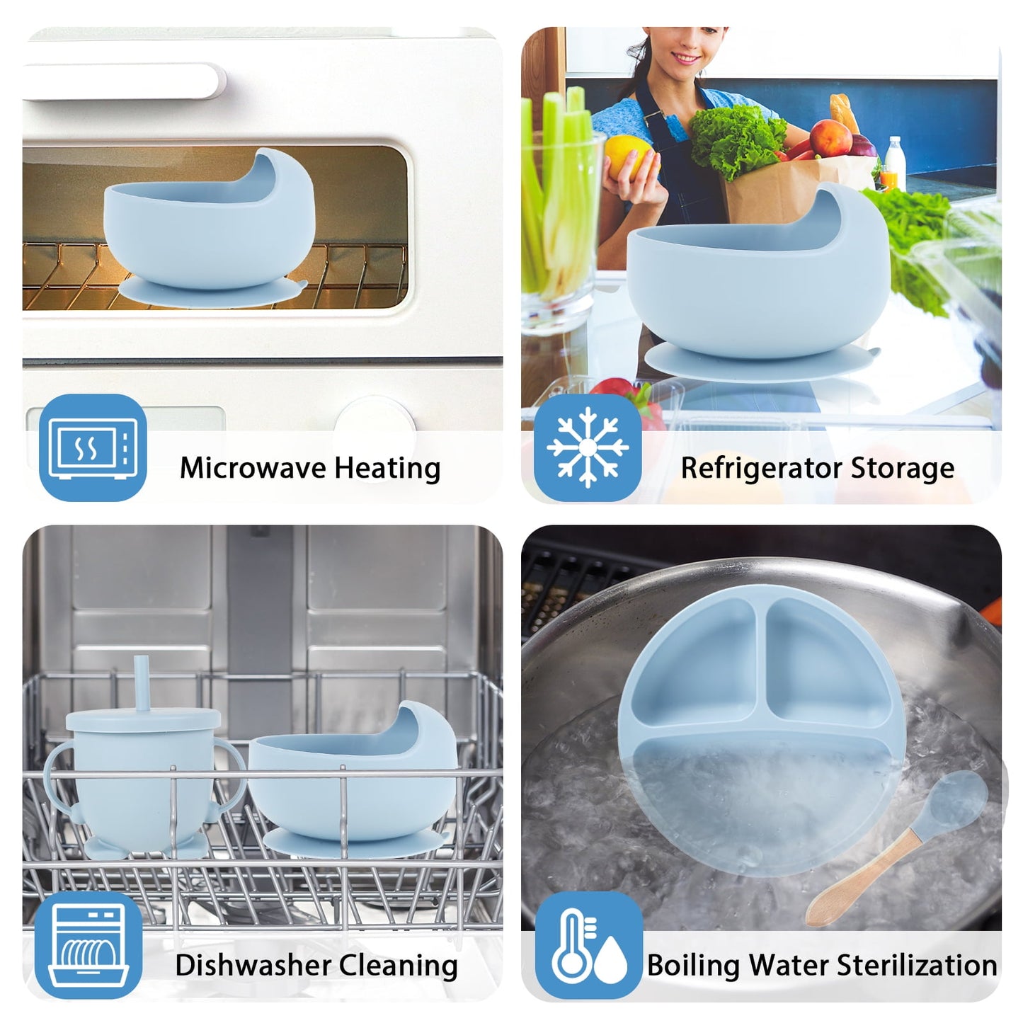 Silicone 8In1 Baby Tableware Feeding Set