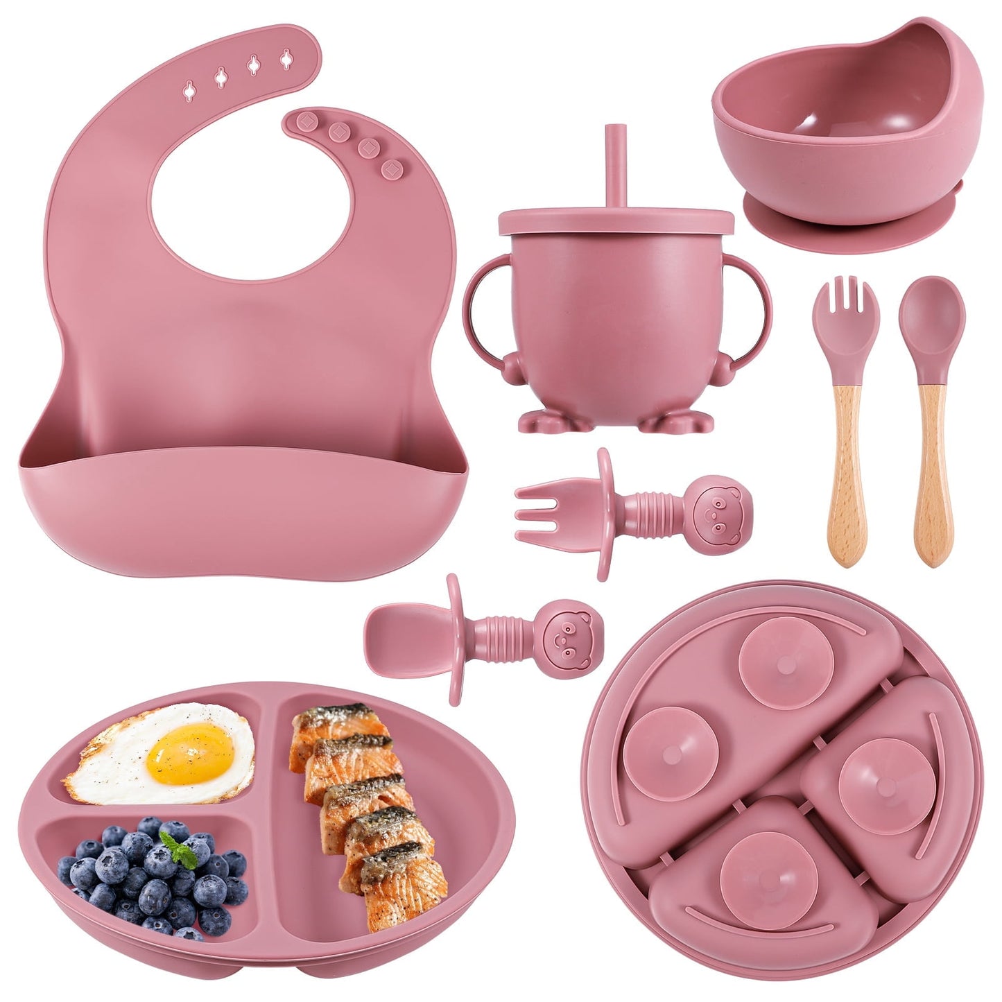 Silicone 8In1 Baby Tableware Feeding Set