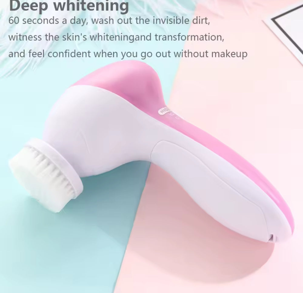 5 In 1 Multifunctional Face Cleansing Brush, Battery Powered Facial Cleaner