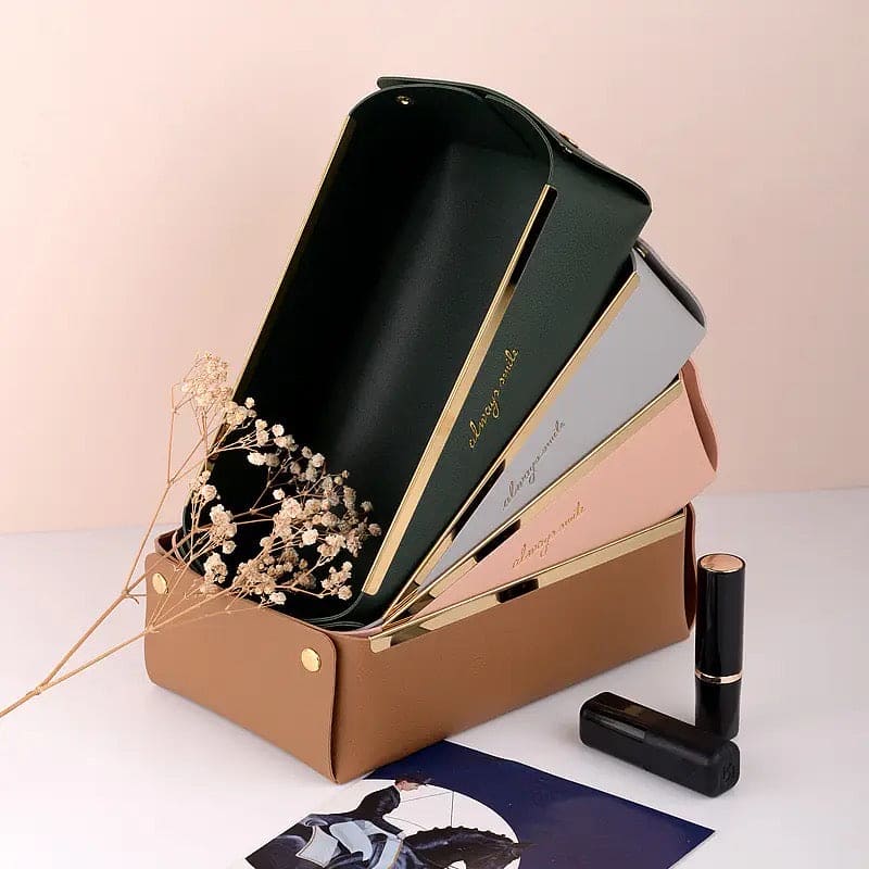 Premium Quality Desktop Leather Storage Tray Jewelry Organizer