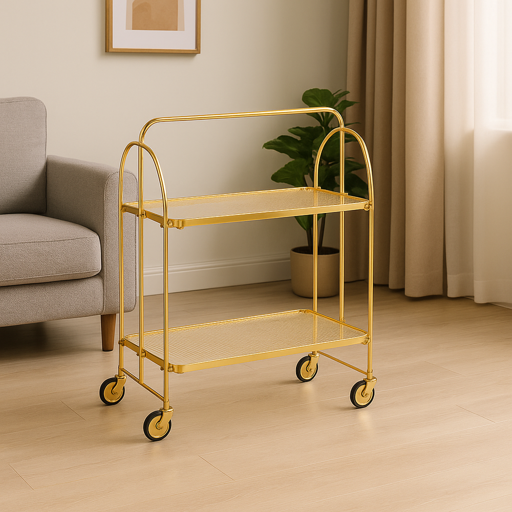 Modern Gold Folding Bar Cart Trolley