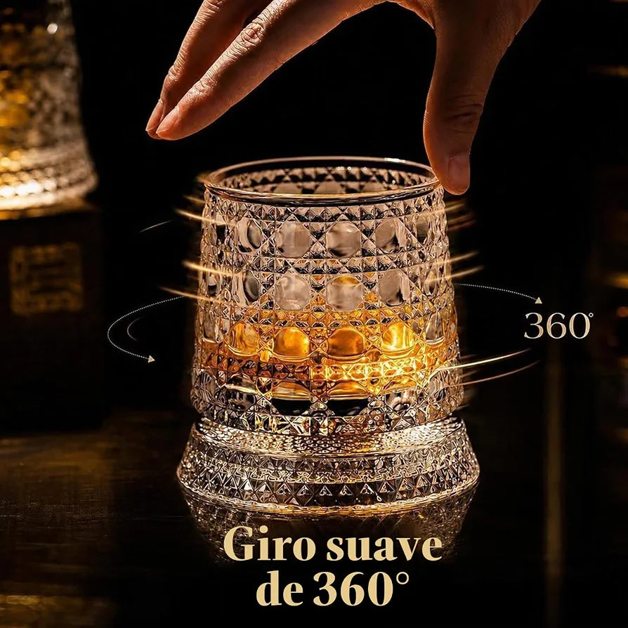 Creative 360° Rotating Crystal Whiskey Glass Tumbler