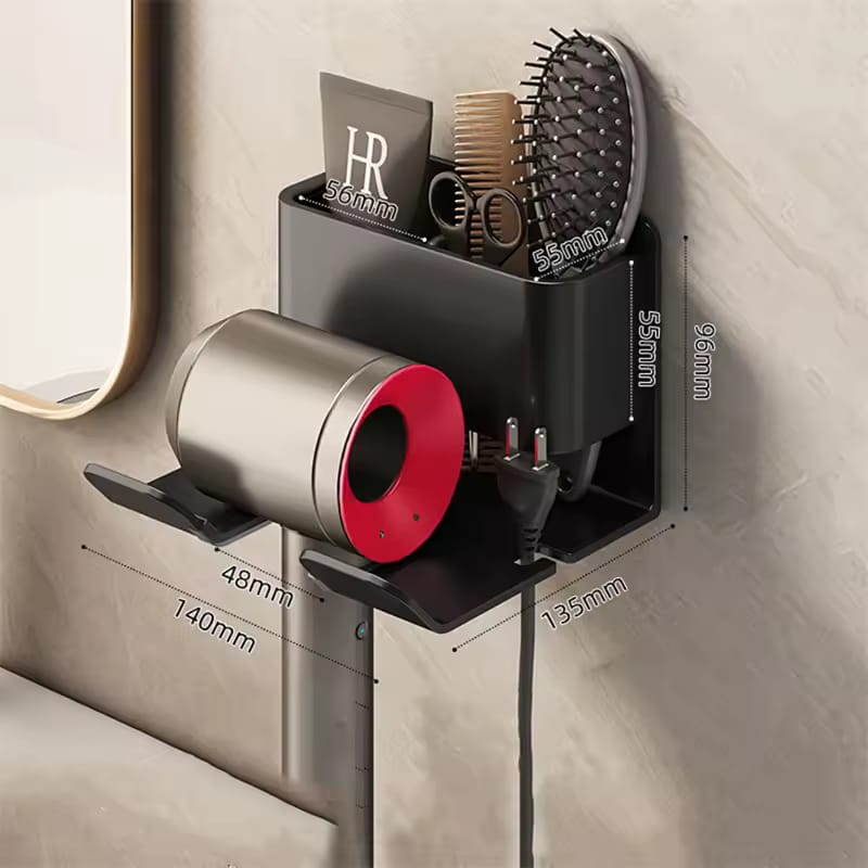 Multifunctional Wall Mounted Hair Dryer And Storage Organizer