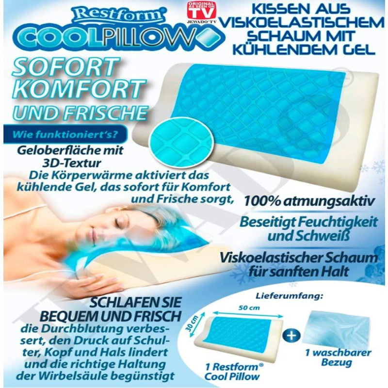 Restform Cool Viscoelastic Pillow Memory Foam Neck And Shoulder Support