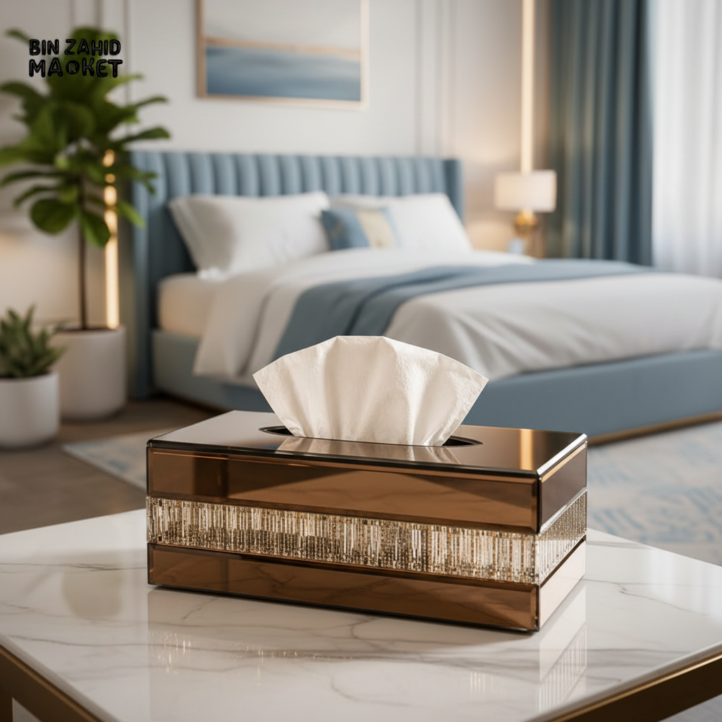 Elegant Crystal Diamond Mirror Glass Tissue Box