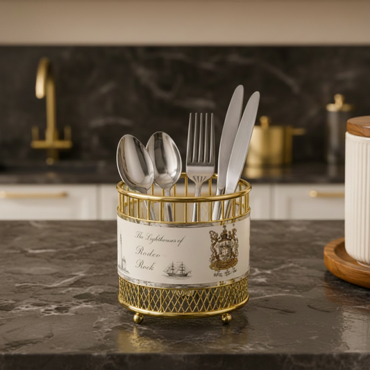 Round Metal Spoon & Cutlery Holder