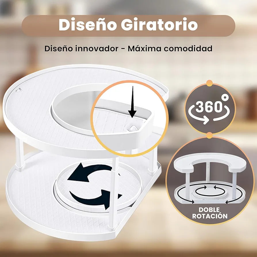 2 Tier Adjustable Rotating Spice Rack Organizer