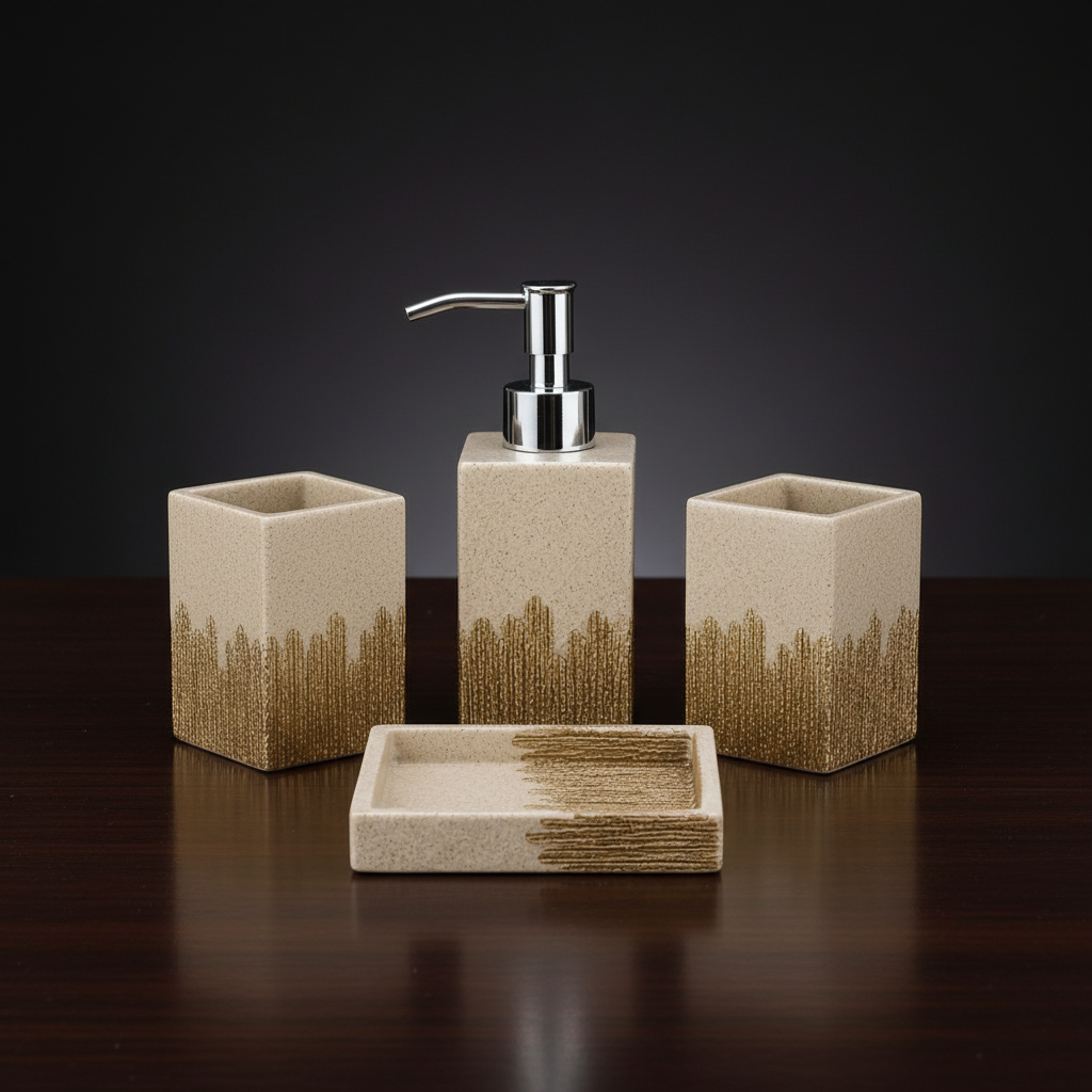 Modern Ceramic Premium Quality Bathroom Accessories (4Pcs Set)