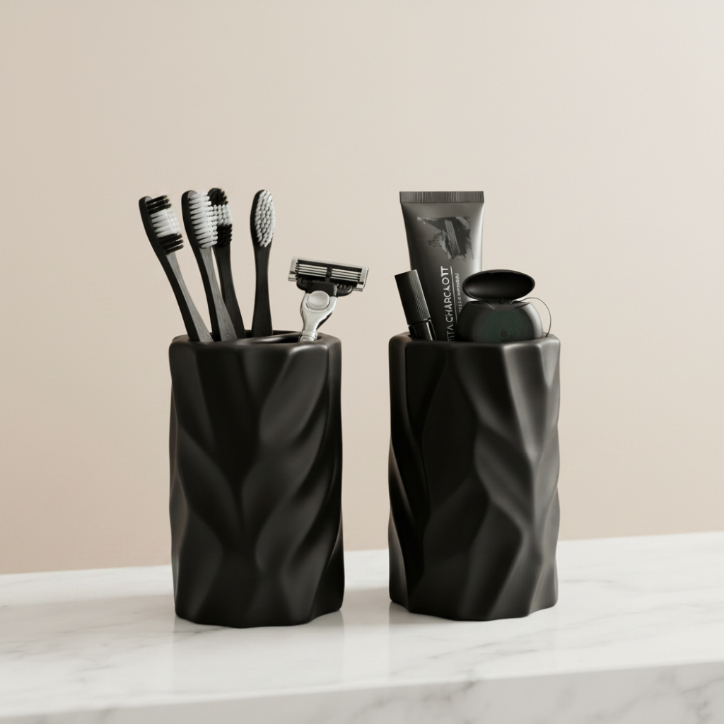 Ceramic Bathroom Accessories Holder Set (2Pcs)