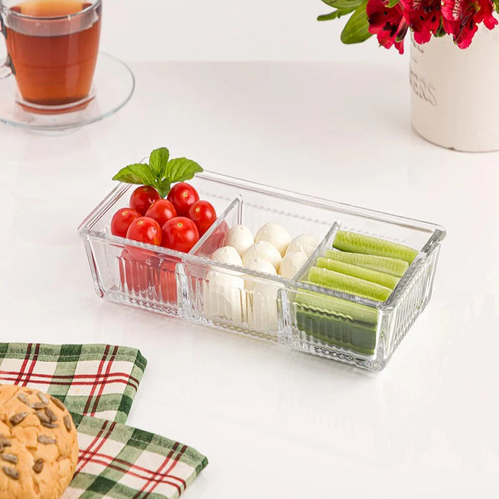 Limon Divido Glass Snack Tray with Lid