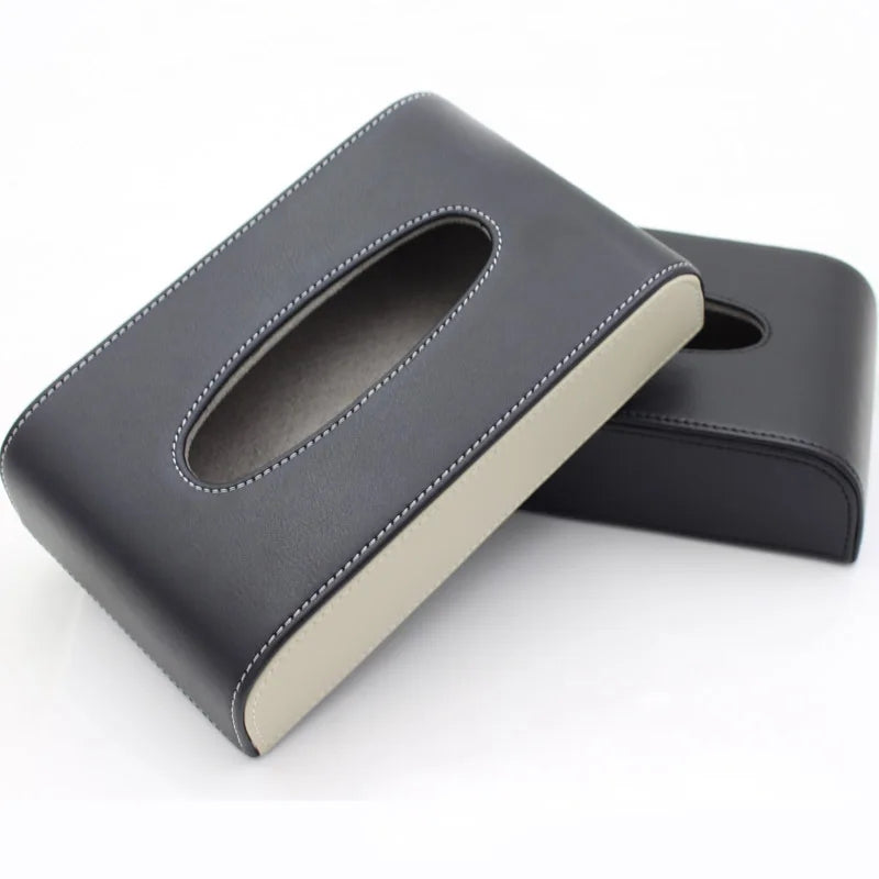 LUXURY BLACK LEATHER TISSUE BOX