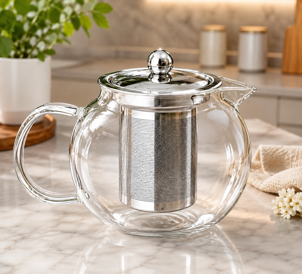 Stainless Steel Infuser Glass Tea Pot