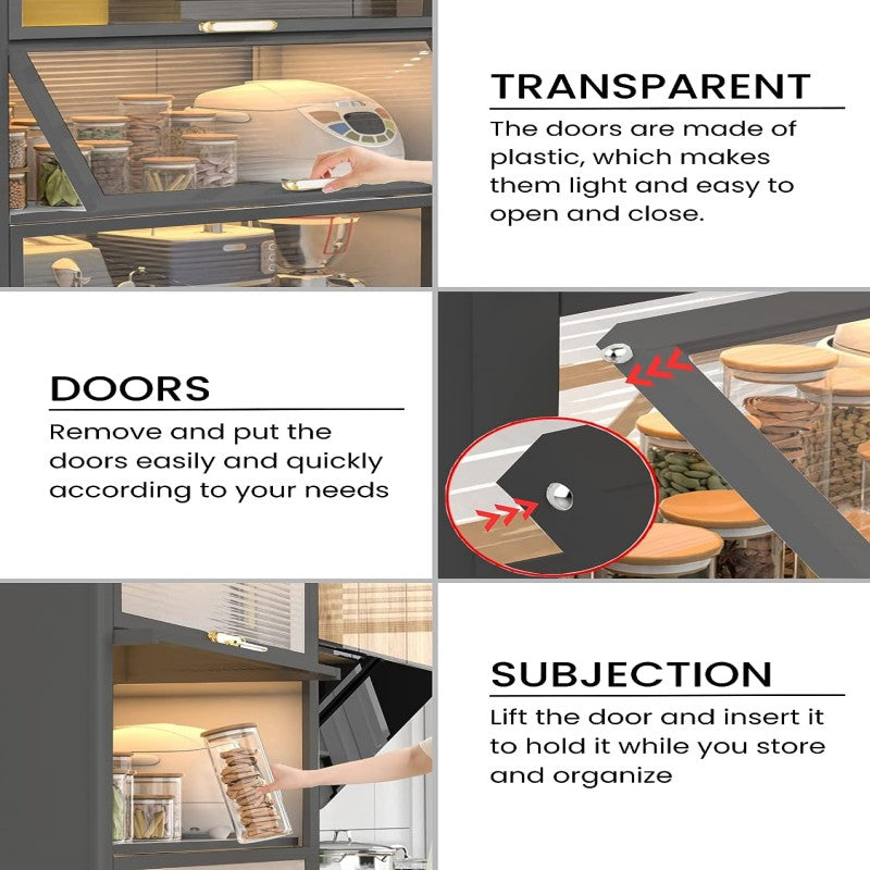 Kitchen Home Storage Organizer Cabinet Shelves with Doors & Wheels