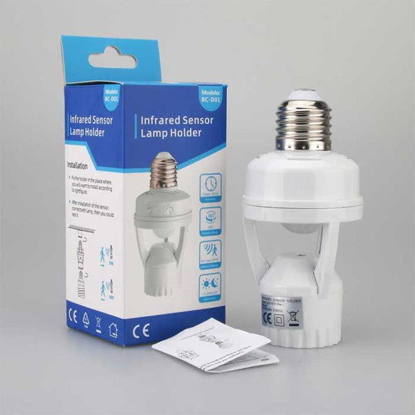 PIR Motion Sensor LED Bulb Holder , Auto On/Off Light Control Sensor ...