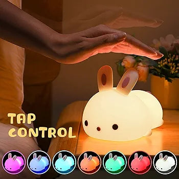 Silicone Rechargeable Color Changing Cute Bunny Night Light for Kids Baby Lamp