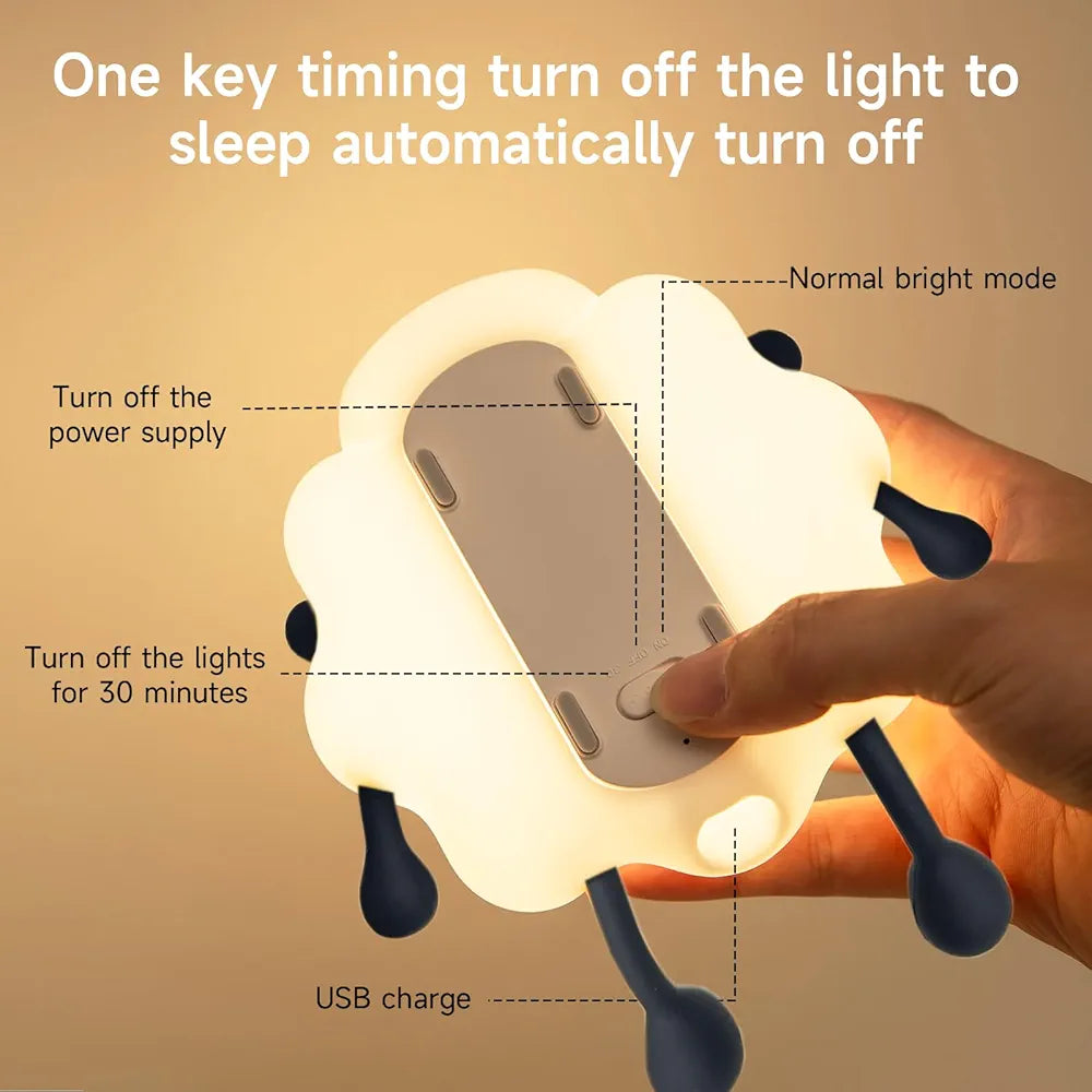 Cute Sheep Silicone Rechargeable LED Night Lamp