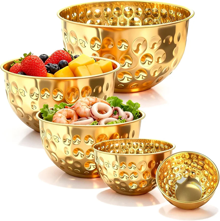 Golden Hammered Stainless Steel Bowl