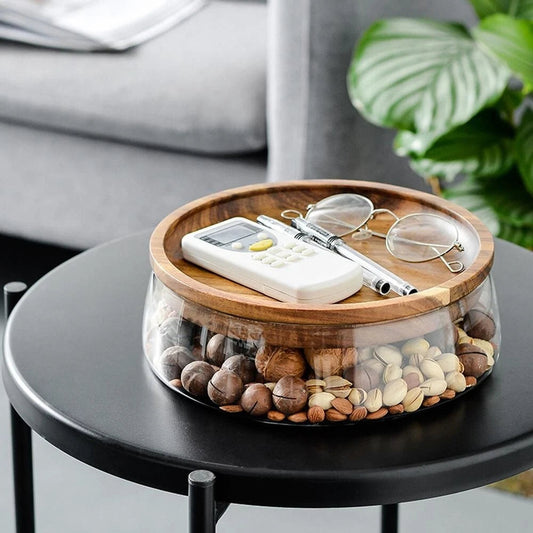 Glass Dry Fruits Storage Jar Cereals Jar Nordic Style Cindy Jars With Wooden Lid