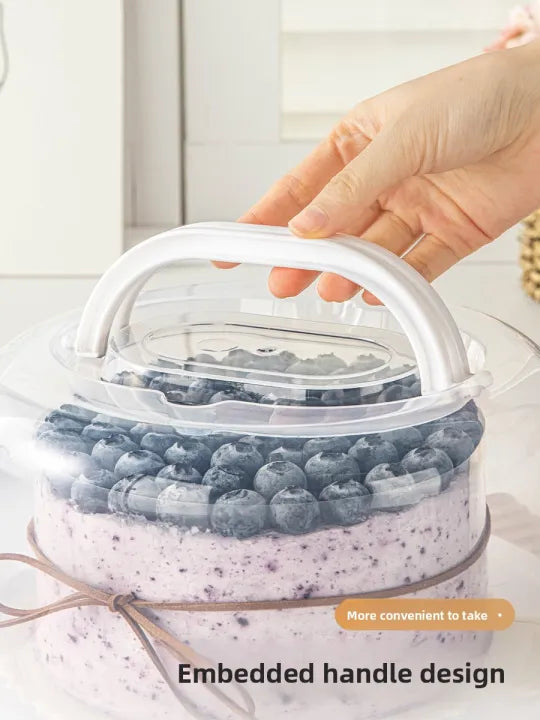 Transparent Frost Handheld Round Airtight Cake Box