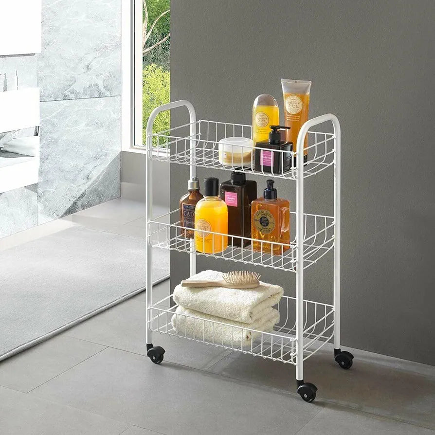 Danny Home 3-Tier Metal Storage Trolley Organizer With Wheels