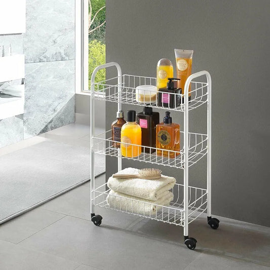 Danny Home 3-Tier Metal Storage Trolley Organizer With Wheels