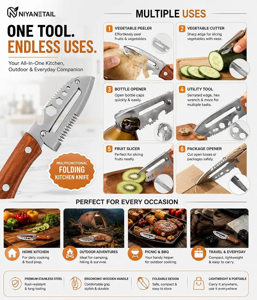 7-in-1 Multipurpose Kitchen Knife | Stainless Steel