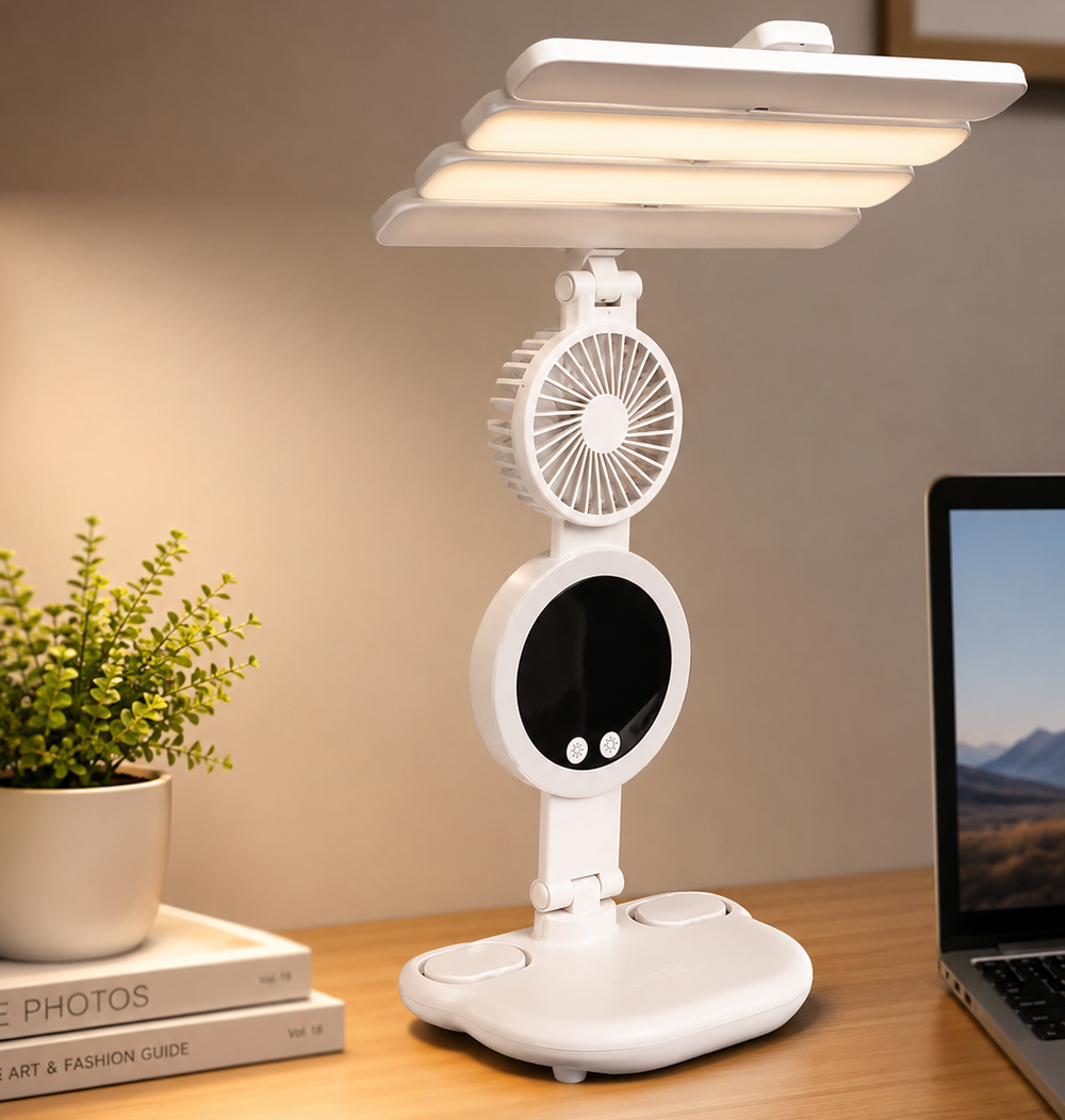 Rechargeable 3 In 1 LED Fan Desk Lamp
