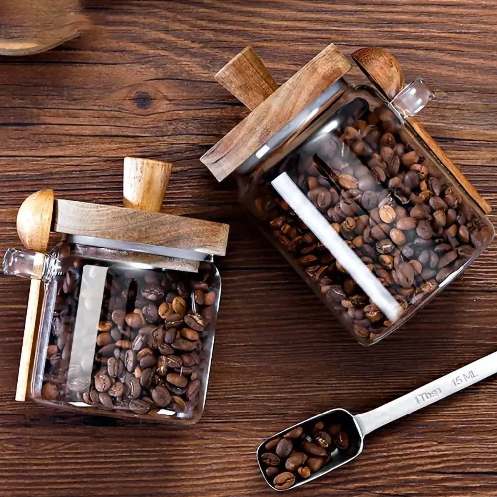 Glass Storage Jars With Airtight Wooden Lids