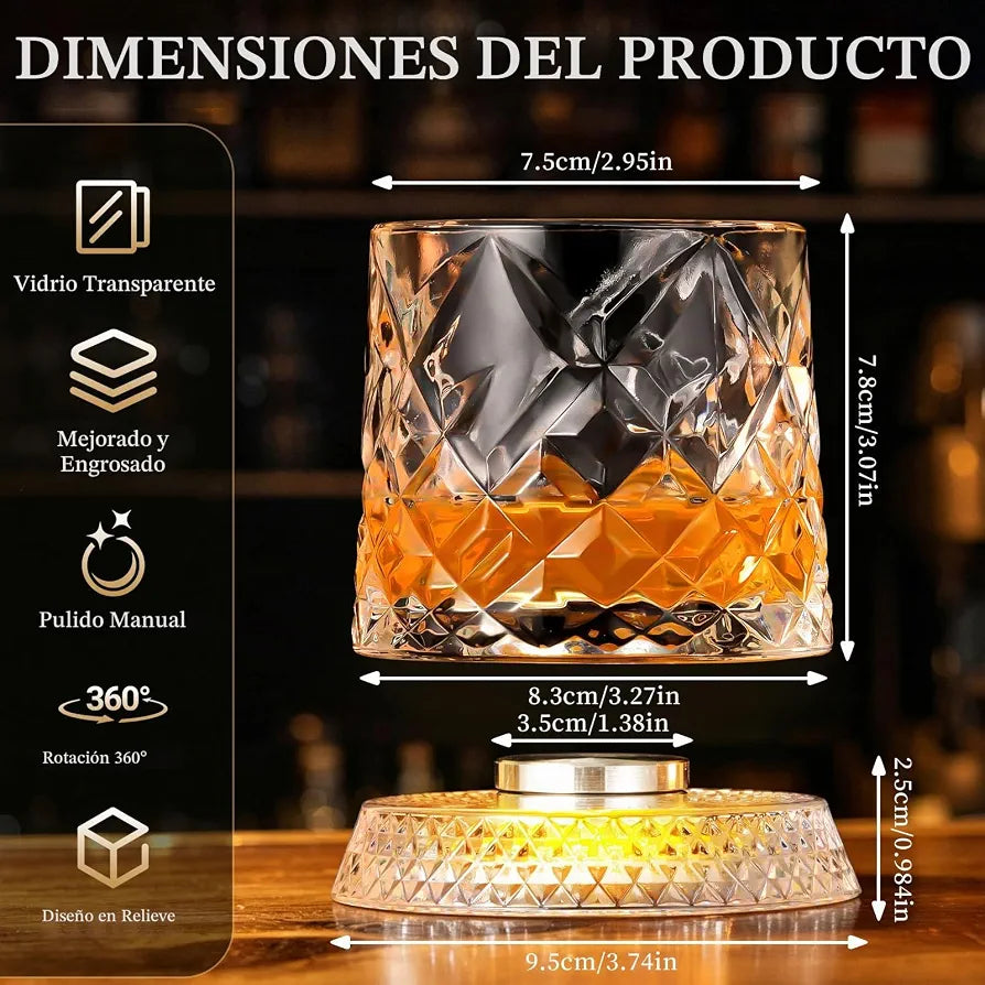 Creative 360° Rotating Crystal Whiskey Glass Tumbler