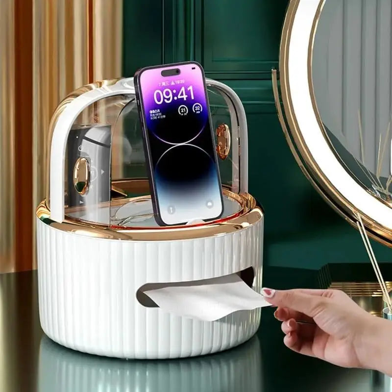 Modern Luxury Tissue Box + Multipurpose Organizer With Acrylic Door