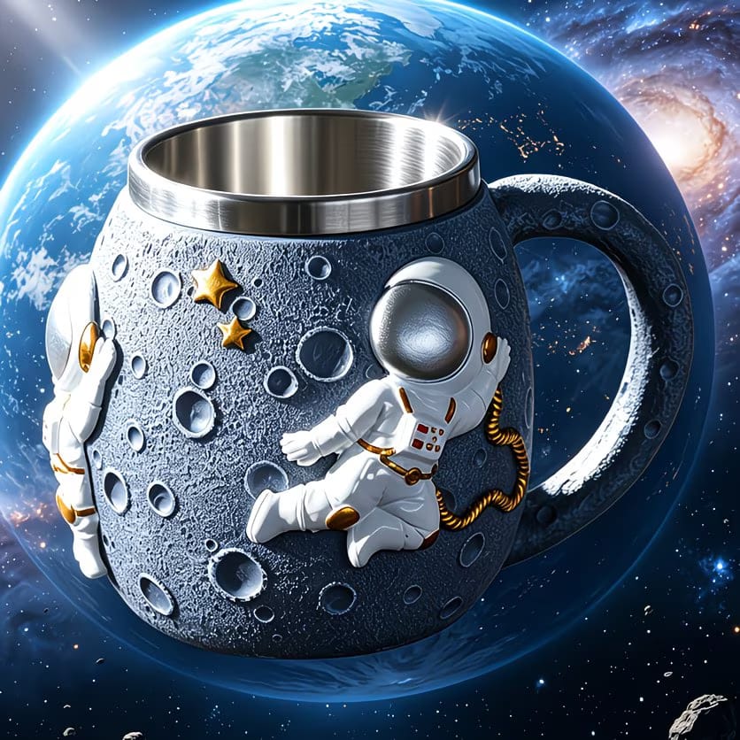 3D Astronaut Cosmonaut Pattern Stainless Steel Mug (450ML)