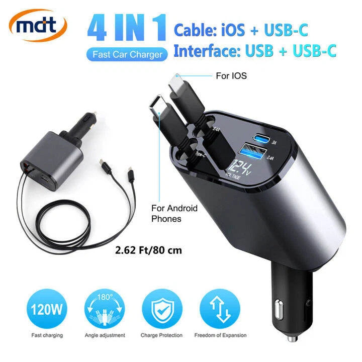 4 In 1 Retractable Car Charger