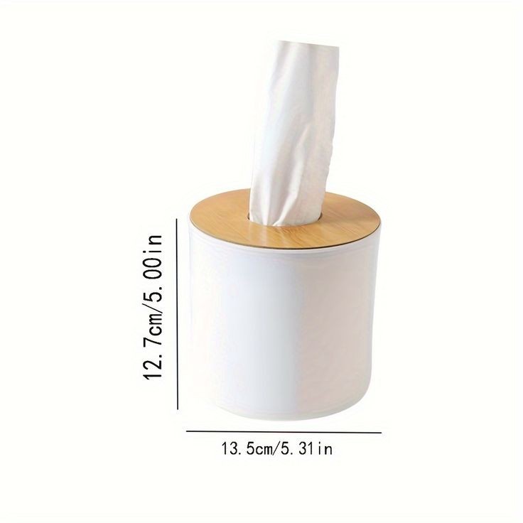 Premium Round Tissue And Napkins Holder With Wooden Lid
