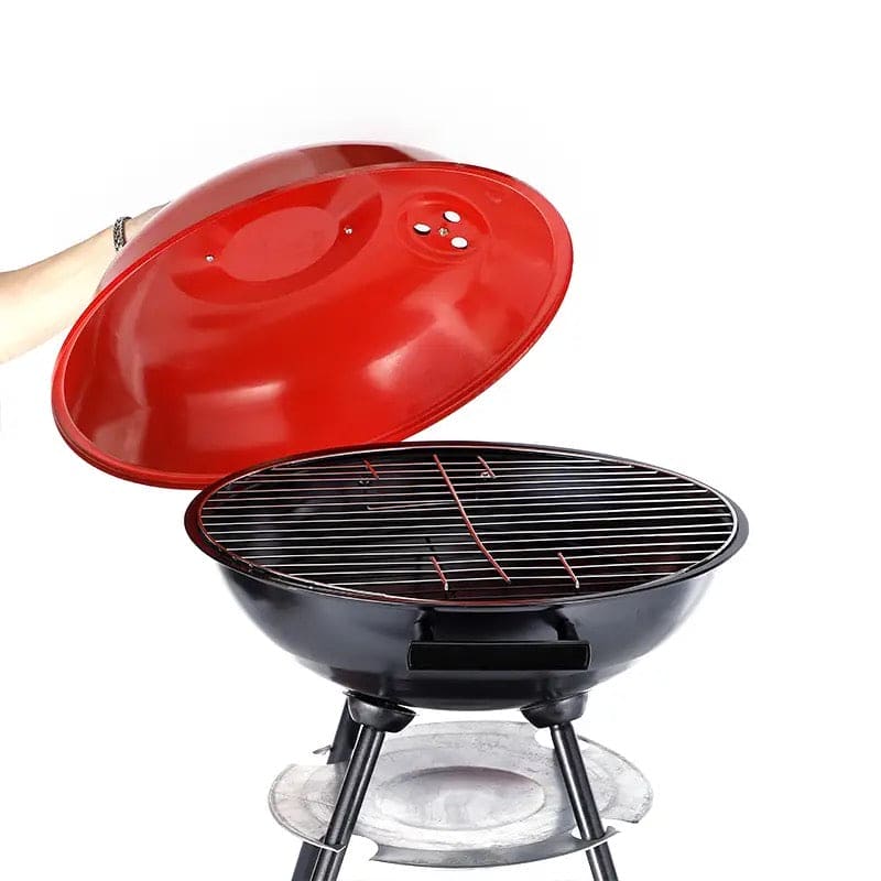 Charcoal BBQ Grill, Smoker Grill For Outdoor Cooking Camping Kettle Grill With Lid & Wheels