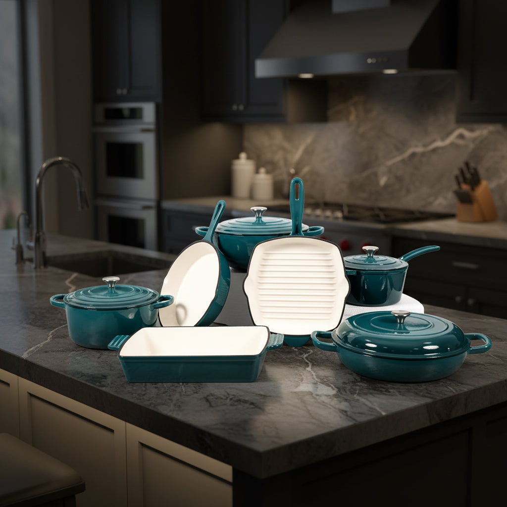 Luxury Premium 11-Pieces Enamel Cast Iron Cookware Set By OSEE