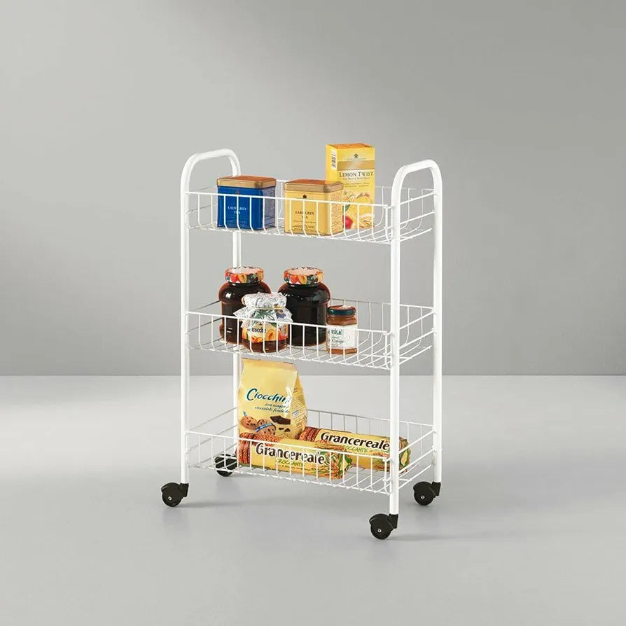 Danny Home 3-Tier Metal Storage Trolley Organizer With Wheels