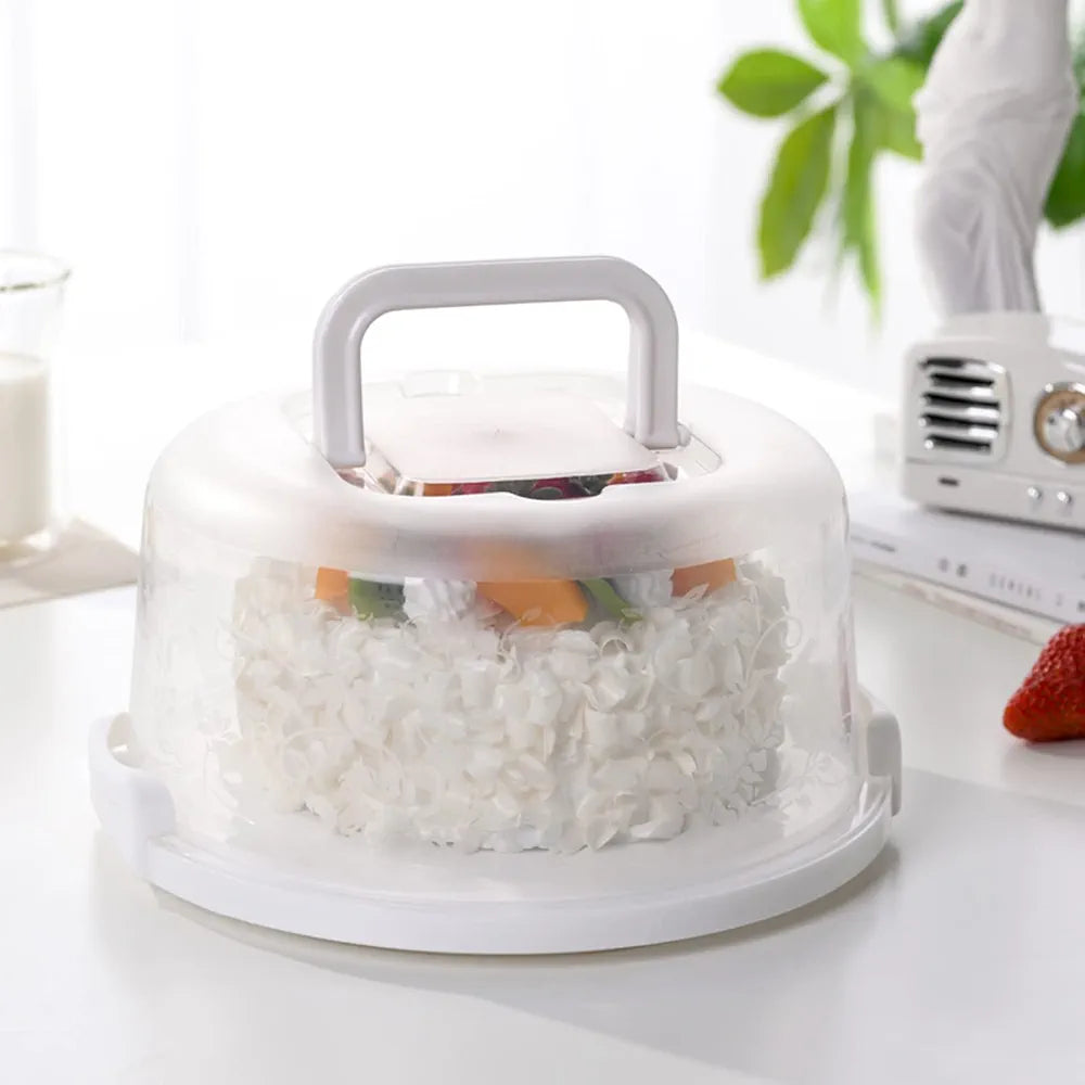 Transparent Frost Handheld Round Airtight Cake Box