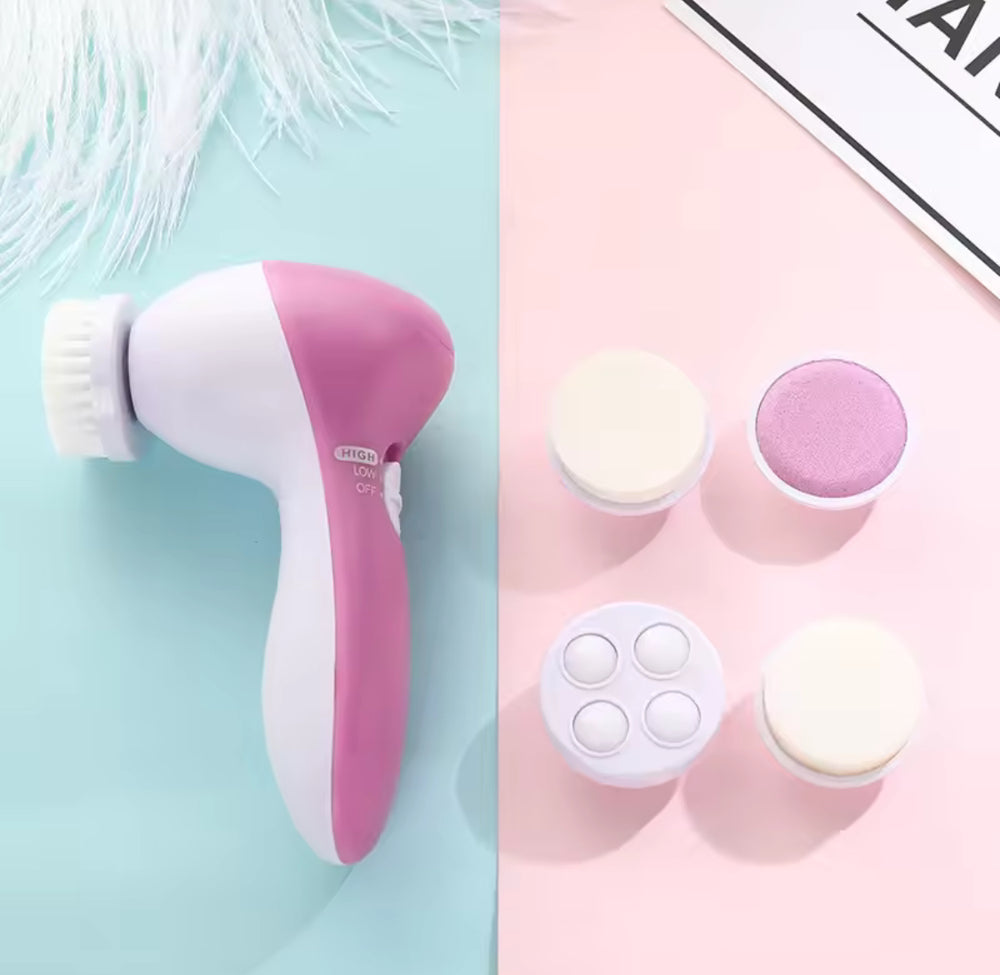 5 In 1 Multifunctional Face Cleansing Brush, Battery Powered Facial Cleaner