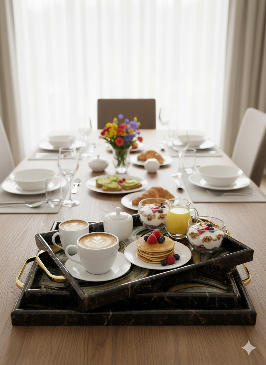 Luxurious 3-Piece Serving Tray Set