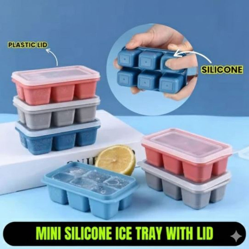 Mini Silicone Ice Cube Tray With Lid (Pack Of 2)