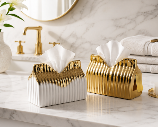 luxury Scalloped Ceramic Tissue Box Holder