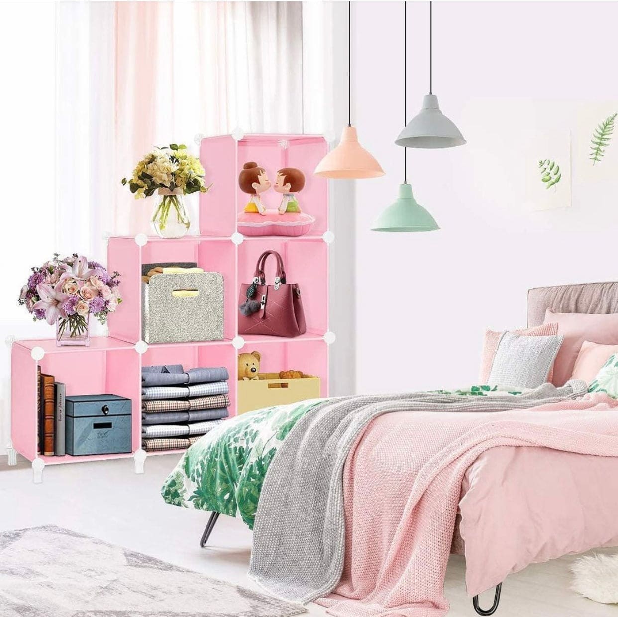 Multipurpose 6 Cubes Portable Wardrobe Cabinet, Clothes Storage Organizer