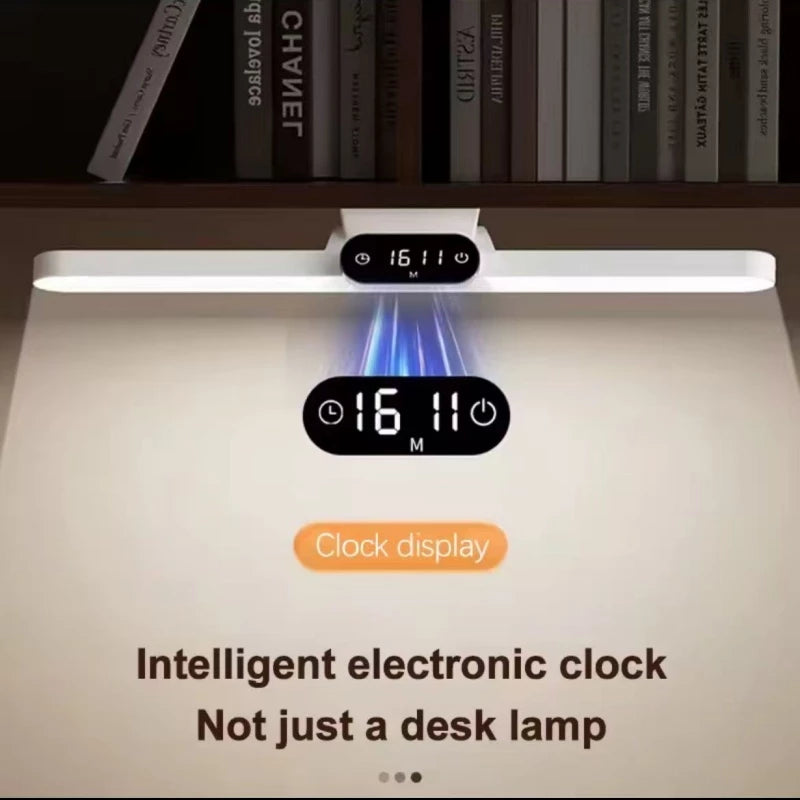 LuxeGlow LED Desk Lamp Clock Display Touch Control Learning Eye Protection (3 Colors Mode)
