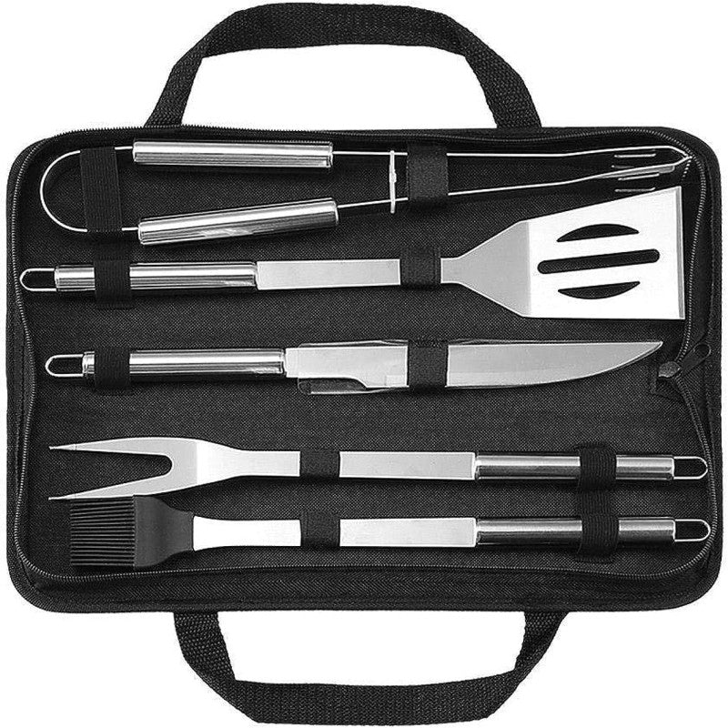5Pcs Stainless Steel BBQ Grill Tools Set With Carry Bag