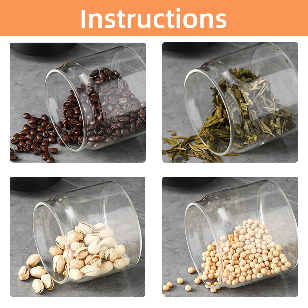 Luxury Quality Kitchen Airtight Glass Storage Jars (3 Different Sizes)